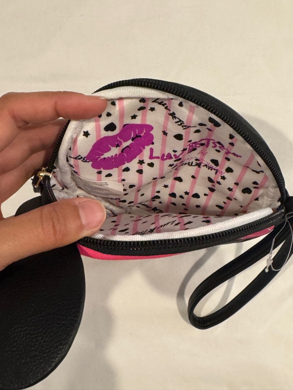 Betsey Johnson Pink and Black Flamingo Wristlet Clutch - Picture 3 of 3